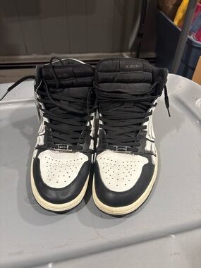 AMIRI Black and White High-Top Lace-Up Sneakers